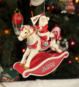 Danbury Mint Alabama CRIMSON TIDE Weihnachten ROCKIN’ SANTA Pferd Ornament: NCAA - Bild 1 von 12