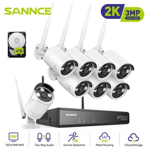 SANNCE 3MP Two-Way Audio Wireless CCTV System WiFi IP Camera 5MP 10CH Video NVR - Picture 1 of 17