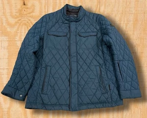 LUXURY! TUMI Diamond Quilted Mens Large Full Zip Hiking Teal Green Jacket - Picture 1 of 19
