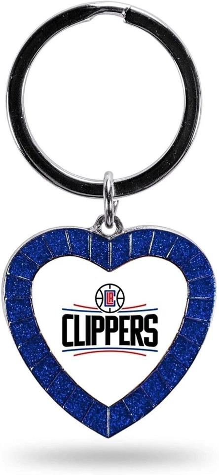 Los Angeles Clippers Metal Keychain Rhinestone Colored Heart Shape - Image 1 of 1