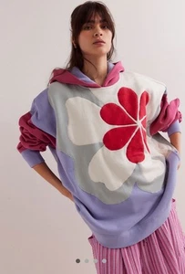 Felpa Free People Clover con cappuccio We The Free floreale papavero combo S nuova con etichette - Foto 1 di 6