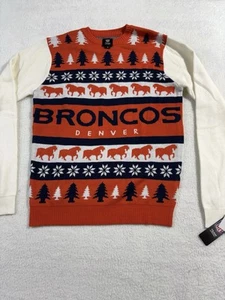 NFL Team Apparel Men's Orange Denver Broncos Long Sleeve Knit Sweater Sz M NEW - Picture 1 of 4