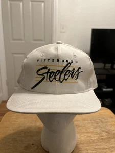 Vintage Pittsburgh Steelers Hat Drew Pearson Bar Script White Snapback Sof Bill - Picture 1 of 10