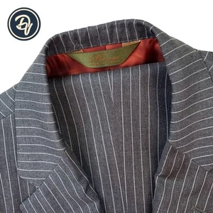 Mens 44 R Phineas Cole Mid Grey Bold Pinstripe Modern Fit Wool Suit - Picture 1 of 24
