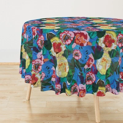 Fiori In Foire Vibrant Floral Printed Round Table Cover, Round Table Cloth - Image 1 of 4