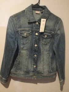 NEU MIT ETIKETT CHICO'S DAMEN LANGARM BLAU JEANSJACKE TASCHEN MITTLERE WASCHUNG GRÖSSE 0 (4-6) - Bild 1 von 14