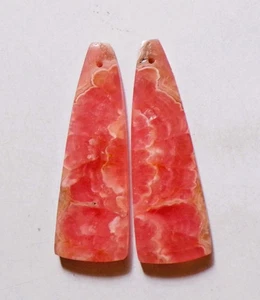 52.95 Cts Natural Rhodochrosite Drilled Cabochon Match Pair Gemstone 39.5X13MM - Picture 1 of 3