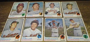 8) 1973 Topps Baltimore Orioles baseball cards #9 #34 #56 #109 #229 229 #470 528 - Picture 1 of 2