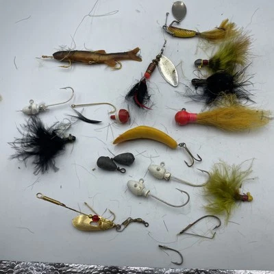 Vintage Fishing Lot Jigs Spinners Feathers Fish Lures Hair - Image 1 of 4