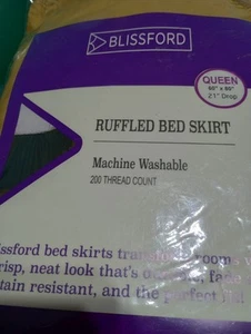 Blissford Ruffled Bed skirt Queen Size New - Picture 1 of 4