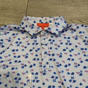 Redvanly Leone Golf Poloshirt Herren mittelblau lavendel geometrisch neu mit Etikett adrett - Bild 1 von 6