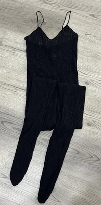 Vintage Lily of France Gloria Falla Black Lace Body Stocking One Size NEW HOTT - Image 1 of 4