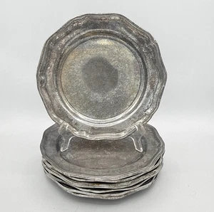 Wilton Armetale Queen Anne Salad Plate Scalloped Rim 8pc Set - Picture 1 of 9