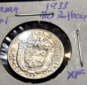 (pgasteelers1) Panama 1933 1/10 Balboa KM#10.1 . 900 silver Mintage 100,000 XF🌠 - Picture 1 of 4