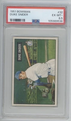 1951 Bowman Duke Snider #32 Dodgers PSA 6.5 EX-MT+ - Image 1 of 2