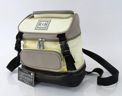 Auth CHANEL White Nylon Black & Gray Leather Sport Line Backpack Bag #61514 - Image 1 of 4
