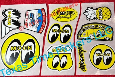 🔥 Cantidad 10 MoonEyes Racing Moon Eyes Pegatina Equipada Vintage Hot Rod Pegatinas Foto 1 de 4