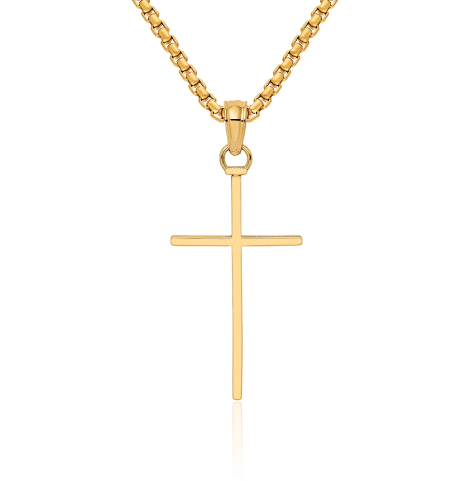 Colar cruzado de ouro amarelo sólido 10k - Imagem 1 de 1