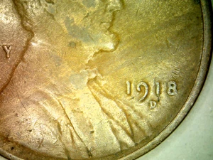 1918 D Error Woody Lincoln Wheat Cent Improper Alloy - Picture 1 of 3