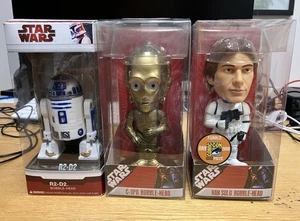 2008 Funko Star Wars 3 Stück Han Solo SDCC + C-3PO R2-D2 Wacky Wobbler OPENBox - Bild 1 von 18