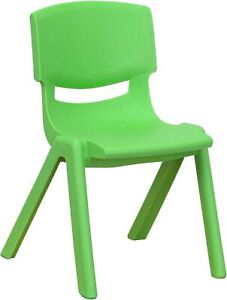 Flash Furniture 22" Modern Lightweight Plastic Stackable School Chair in Green
