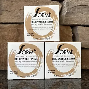 3X Sorme Believable Finish Wet/Dry Powder Foundation Natural Beige 412 0.23 oz - Picture 1 of 5