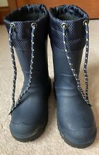 Boys Navy Blue Insulated Snow Boots with Laces, Child Size 12, Pre-Owned