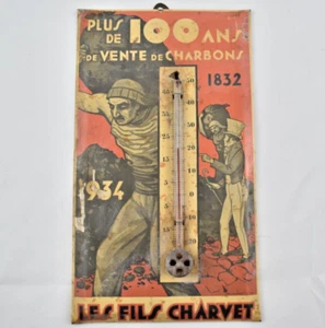 GLACOIDE THERMOMETRE PUBLICITAIRE VENTE CHARBON MINE FILS CHARVET AVIGNON 1934 - Imagen 1 de 2