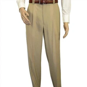 Pantalón de vestir hombre doble pliegue invertido sp3000 beige talla 32 - Imagen 1 de 6