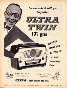 3w22085/ Alte Reklame aus 1956 – Ultra Electric Limited – London W 3 – Your choi - Picture 1 of 1