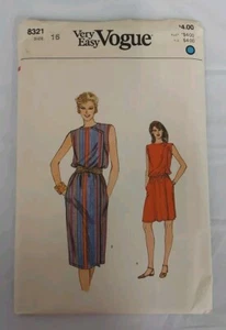 Vintage Very Easy Vogue Sewing Pattern 8321 Misses Dress sz 16 Uncut - Imagen 1 de 2