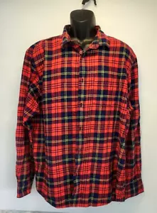 Camisa de manga larga de algodón con botones 2XL de franela a cuadros roja azul marino antigua para hombre - Imagen 1 de 7