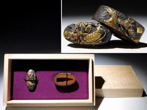 Genpei Ujigawa Samurai War Fuchi/Kashira Edo original tsuba antique - Picture 1 of 12
