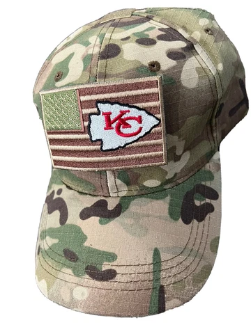 Tactical Operator Military Hat &!American Flag Kansas City Chiefs Patch W/Vlcro Cover