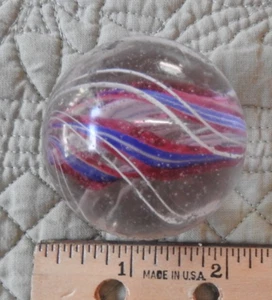 Antique 1800's German Red-White-Blue Divided Core Marble 2" 2-inch beautiful - Picture 1 of 13
