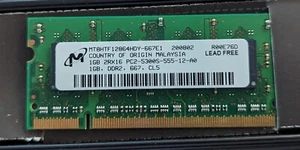 Micron PC2-5300 1 GB SO-DIMM 667 MHz DDR2 Memory (MT8HTF6464HDY-667B3) - Picture 1 of 1