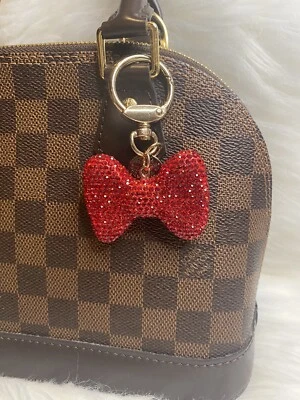 Llavero Bolso Lazo Rojo Dije Brillante BRILLO DE DIAMANTES DE IMITACIÓN Llavero Cartera Llavero Nuevo Foto 1 de 3