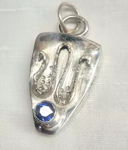 Handfabricated Sterling Silver Pendant with A Labgrown Blue Spinel. - Picture 1 of 8