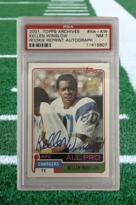 2001 Topps Archives Kellen Winslow #AA-KW Rookie RC Reprint Auto Card *PSA 7* - Image 1 of 3