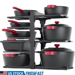 8-Tier Adjustable Heavy Duty Pan Organizer Rack Kitchen Storage & Organization - Picture 1 of 7