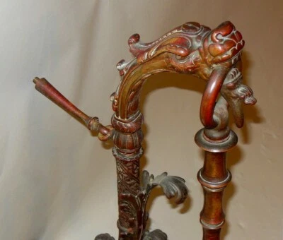 INCREÍBLE APLIQUE Antiguo Bronce DRAGÓN Imitación Bambú Chino Asiático  Foto 1 de 4