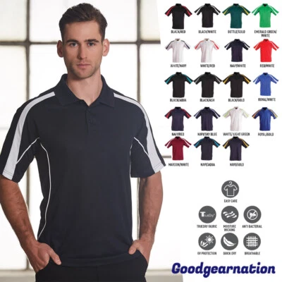 Mens Polo Shirts Short Sleeve Contrast Cotton Poly Work Sport Casual Legend - image 1 of 4