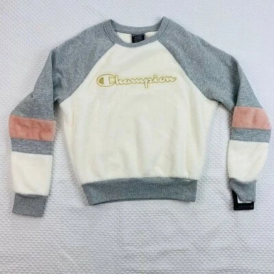 NUEVO CON ETIQUETAS Champion Mujer XS Extra Pequeña Tiza Blanca Polar Sudadera Pullover Top Foto 1 de 4