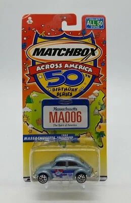 Matchbox Across America Massachusetts 1962 VW Beetle serie 50 cumpleaños sellado Foto 1 de 4