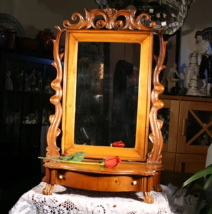 dänischer Tischspiegel Konsolspiegel für Schminktisch - Holz Psyche um 1920 - Bild 1 von 1