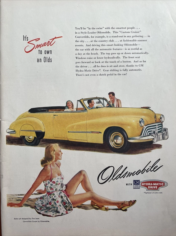 1946 vintage Oldsmobile automobile print ad. It’s smart to own olds, Post War ll - Image 1 of 1