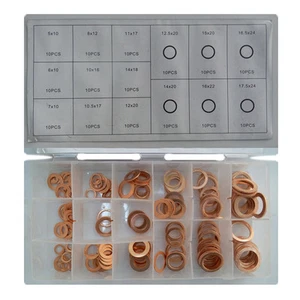 150pcs 15 Sizes Metric Copper Flat Ring Washers Gaskets Assortment Set Kit - Picture 1 of 5