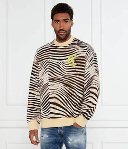 NWT JUST CAVALLI MARZAPAN/BLACK SWEATSHIRT WITH CONTRASTING LOGO 78OAIE04 CF100 - Picture 1 of 4