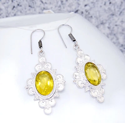 Ohrringe charismatische Damen Ohrringen Sterlingsilber 925 Edelstein Citrin  - Bild 1 von 2