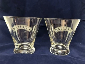 Baileys Irish Cream Liqueur Tapered GLASS TUMBLERS Etched Logo Set Of 2 8oz - Picture 1 of 12